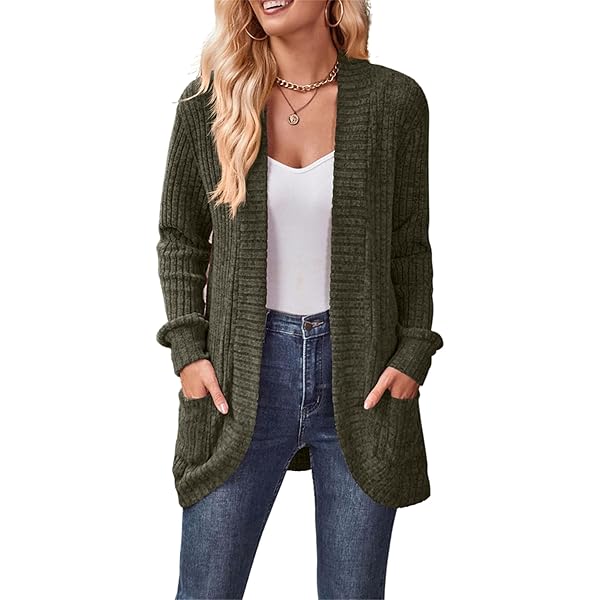 Eternatastic Womens Solid Long Sleeve Open Front Long Cardigan